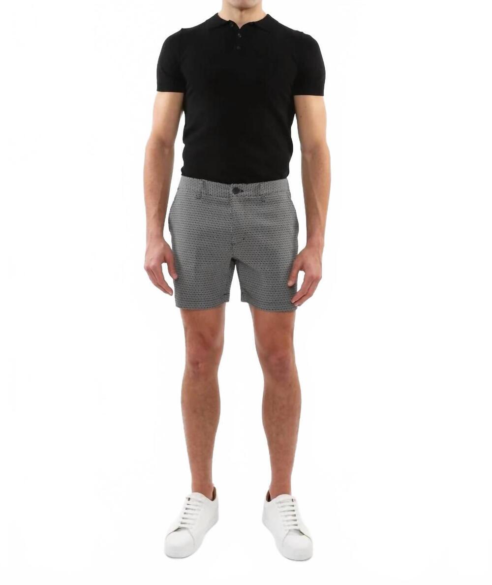 NEW POSTMARC honeycomb stretch chino shorts in black/white